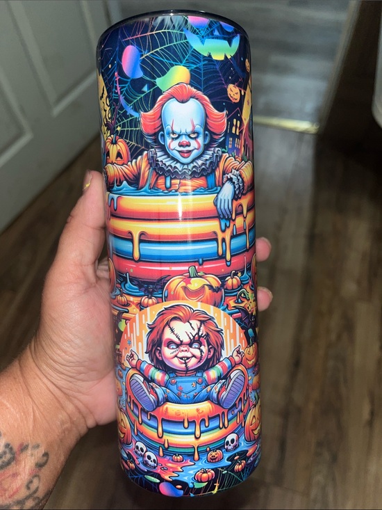 Other - NEW 20oz Horror Character Stainless Tumbler - Neon Halloween Design